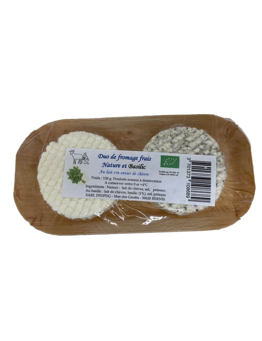 Duo de fromage frais Nature et Basilic 120g