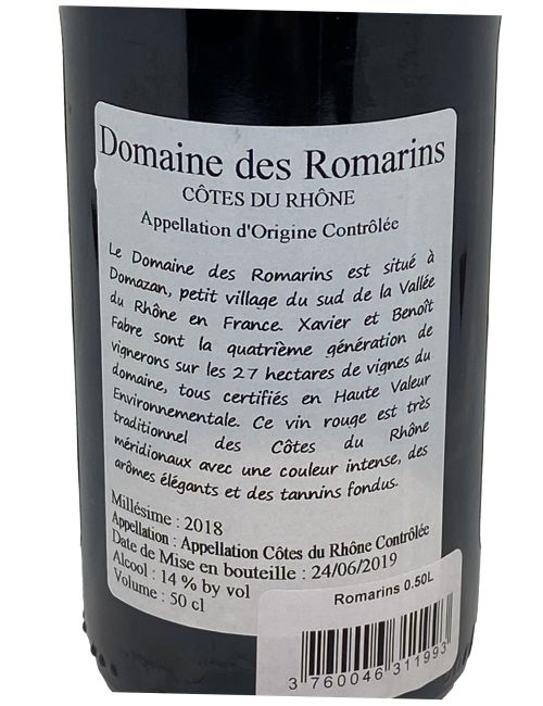 Côtes du Rhone 50cl - Domaines des Romarins