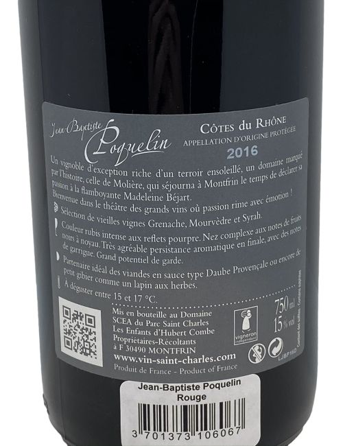 Jean Baptiste Poquelin 75cl - Parc saint Charles