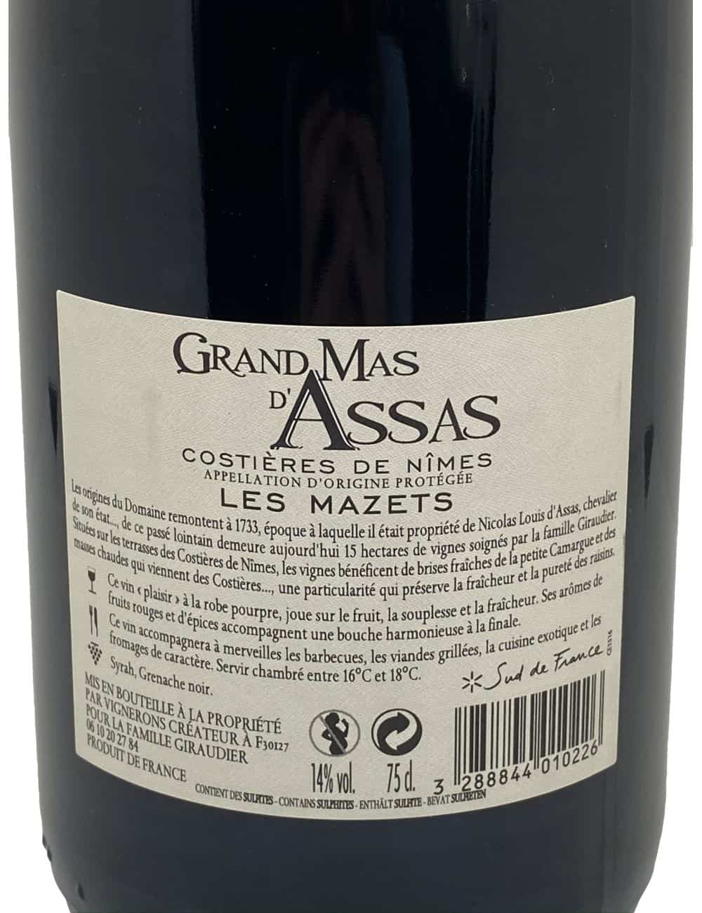 Les Mazets 75cl - Grand Mas D'Assas
