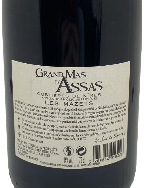 Les Mazets 75cl - Grand Mas D'Assas