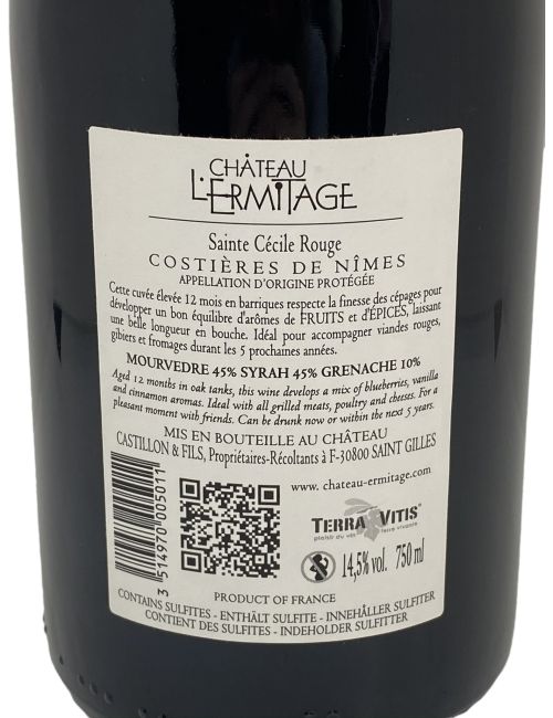 Sainte Cécile Rouge 75 cl - Château l'Ermite d'Auzan