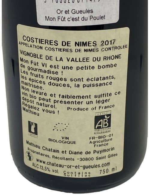 Mon fût c'est du poulet 75cl - Château d'Or et de Gueules