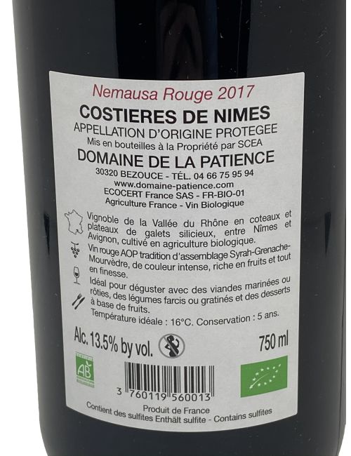Nemausa rouge 75cl - Domaine de la Patience