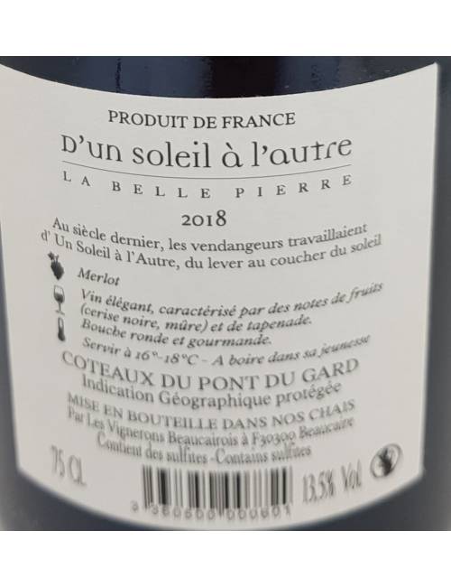 D'un soleil à l'autre rouge 75cl - La belle Pierre