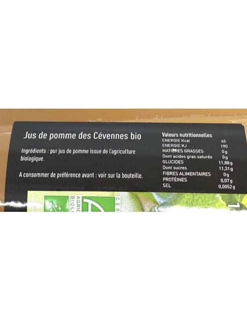 Jus de pommes des Cévennes bio 1L