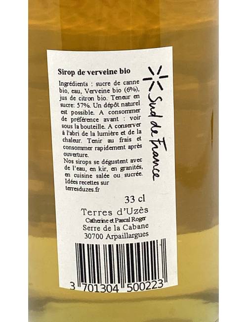 Sirop de verveine bio 33cl