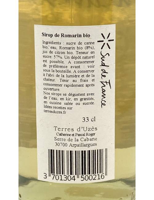 Sirop de romarin bio 33cl