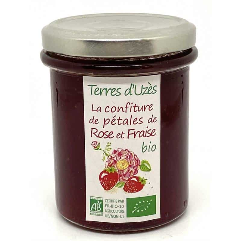 Confiture de pétales de roses et fraise bio 200G
