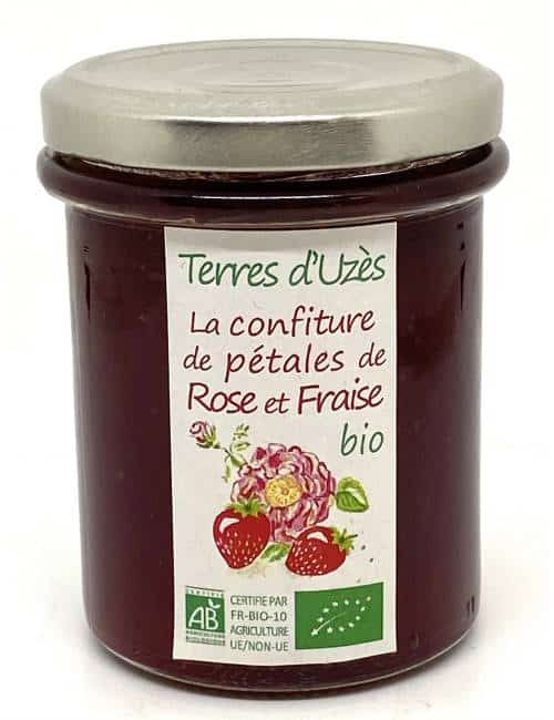 Confiture de pétales de roses et fraise bio 200G