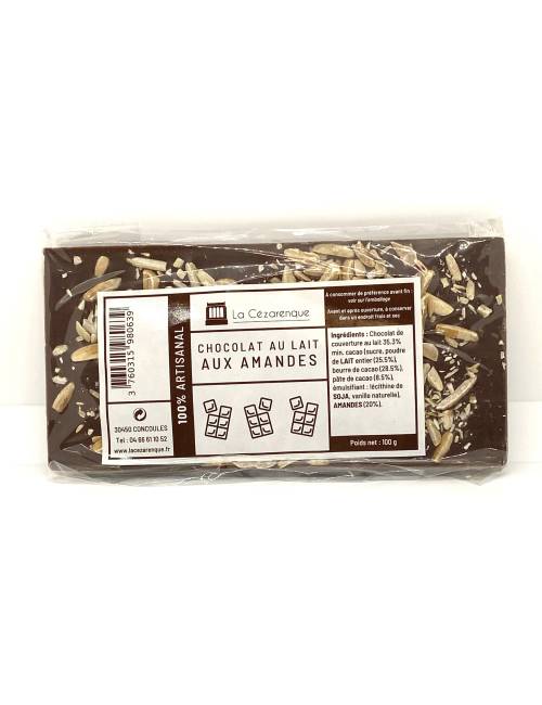 Tablette chocolat au lait aux amandes 100g