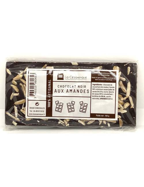 Tablette chocolat noir aux amandes 100g