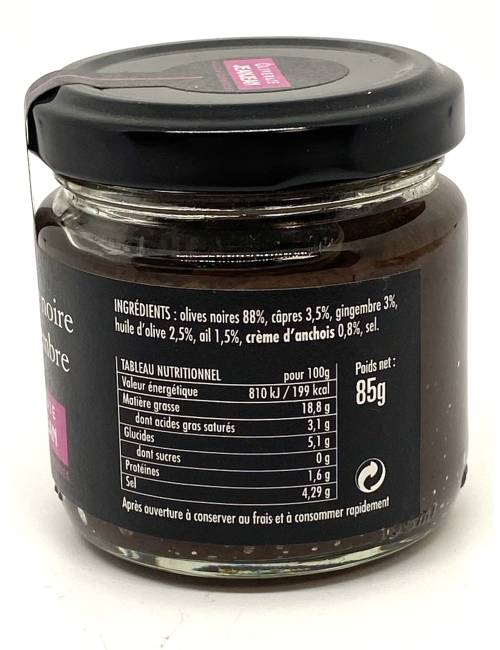 Tapenade noire au Gingembre 85g