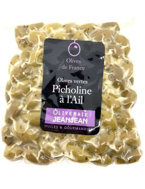 Olives vertes Picholine à l'ail 250g