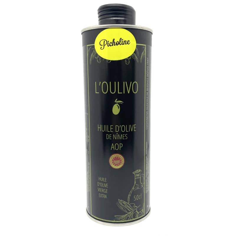 Huile d'olive de Nîmes Picholine en métal 50cl