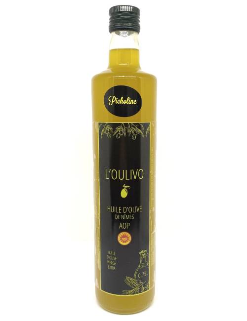 Huile d'olive de Nîmes AOP Picholine en verre 75cl