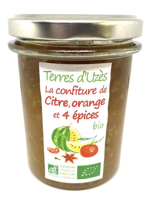 Confiture de Citre, Orange, 4 épices bio 200G