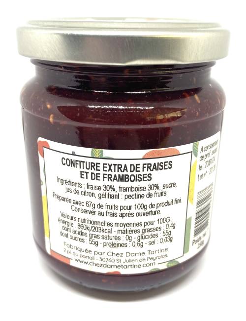 Confiture de fraise framboise 250g
