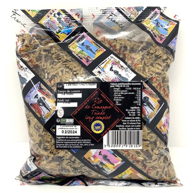Riz triade long complet IGP Camargue 1kg