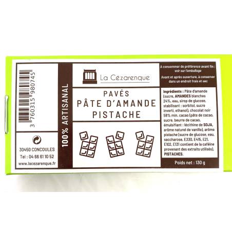 Pavés chocolat pistache 130g