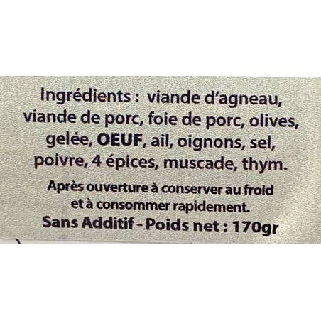 Terrine Agneau aux olives 170g