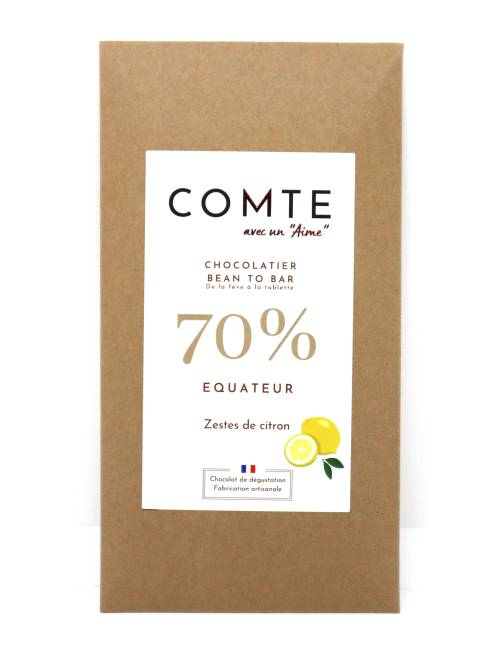 Tablette chocolat 70% Zestes de citron 60g