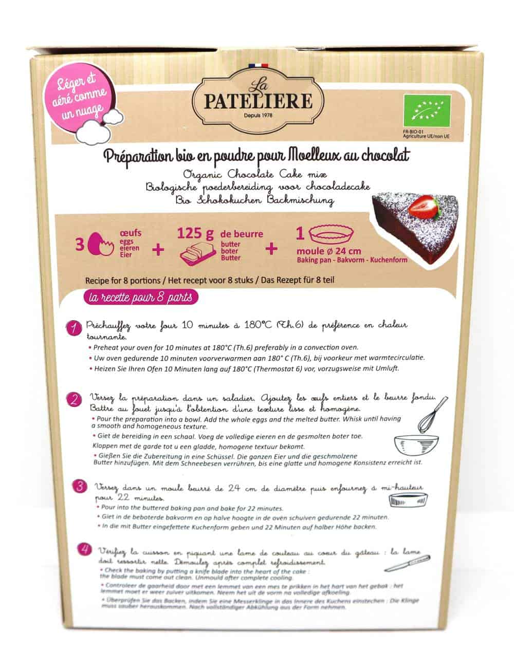 Préparation de moelleux au chocolat bio