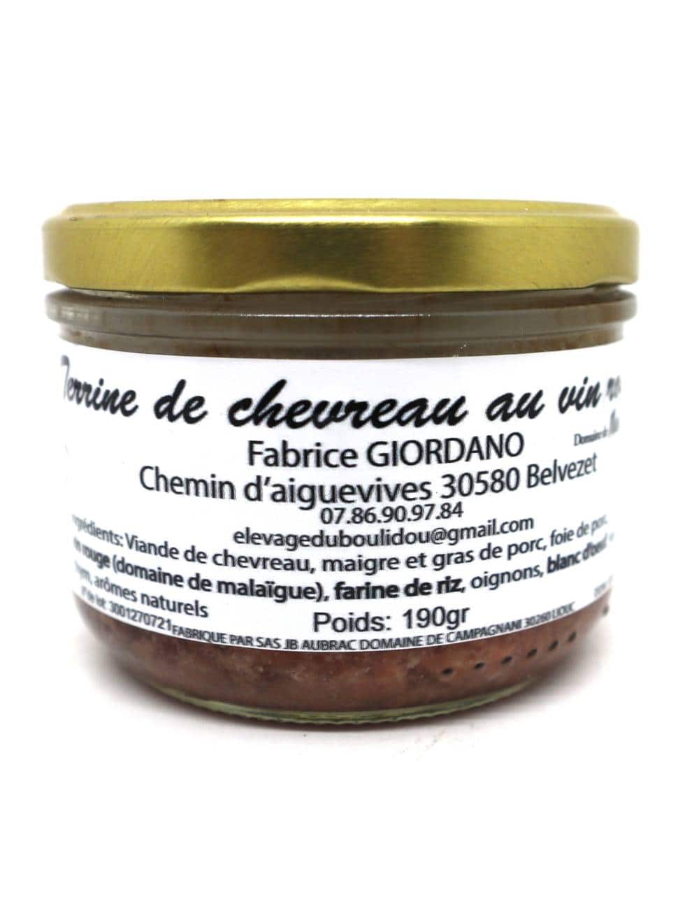 Terrine de chevreau au vin rouge 190g
