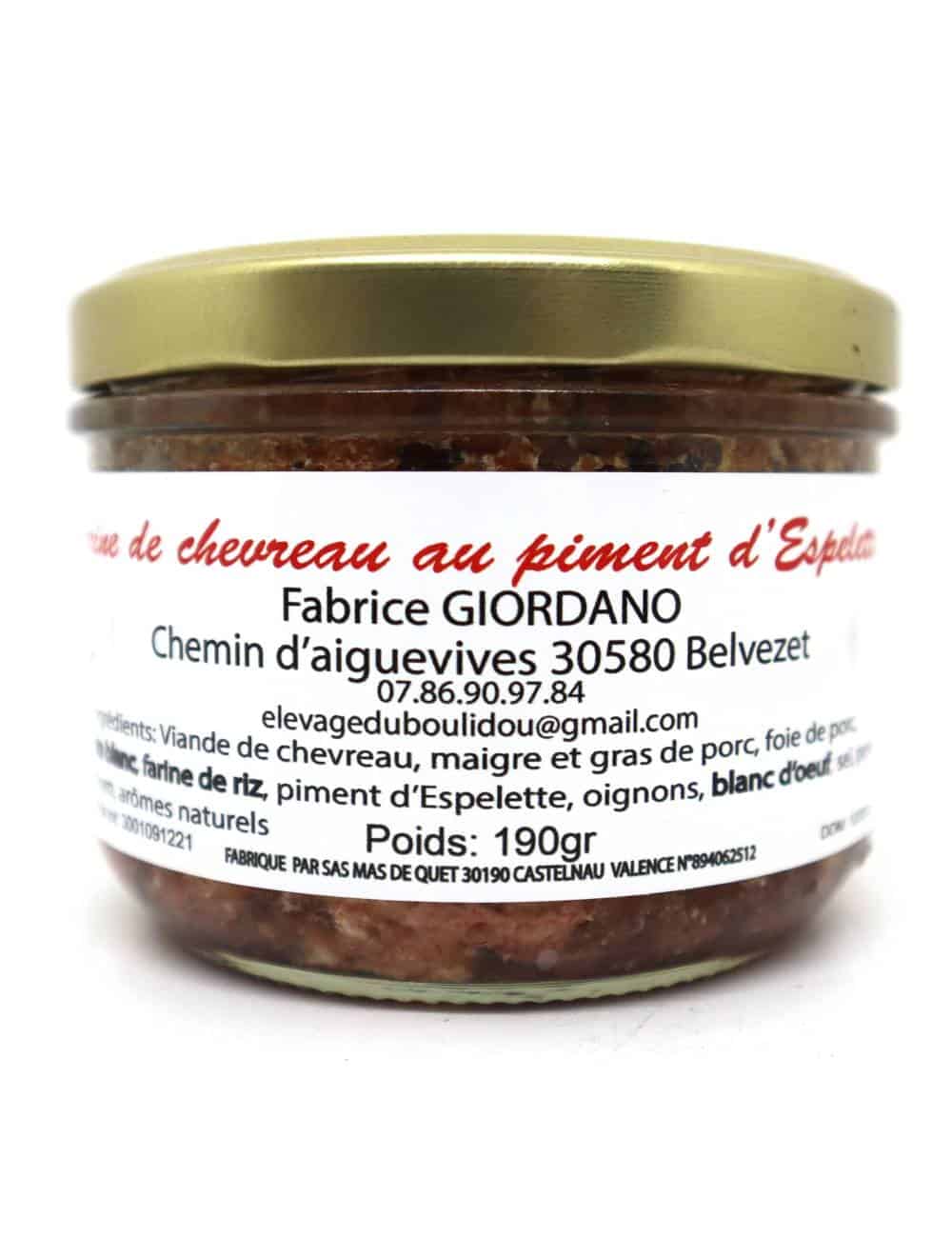 Terrine de chevreau au piment d'Espelette 190g