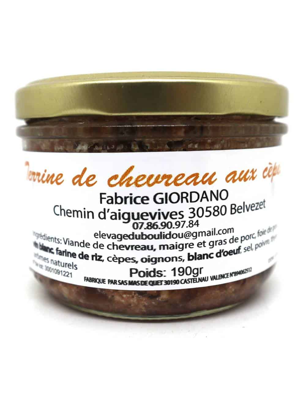 Terrine de chevreau aux cèpes 190g