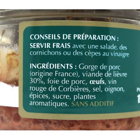 Verrine de pâté de lièvre 125 gr