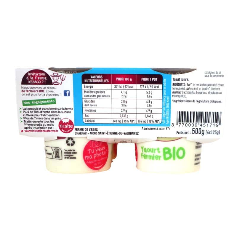 Yaourt Bio Nature 4x125g