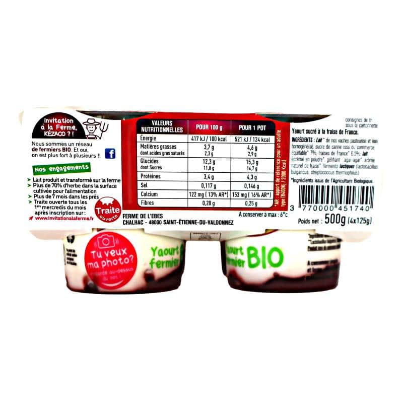 Yaourt Bio Fraise 4x125g