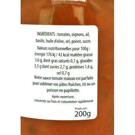 Sauce tomate Basilic 200 gr