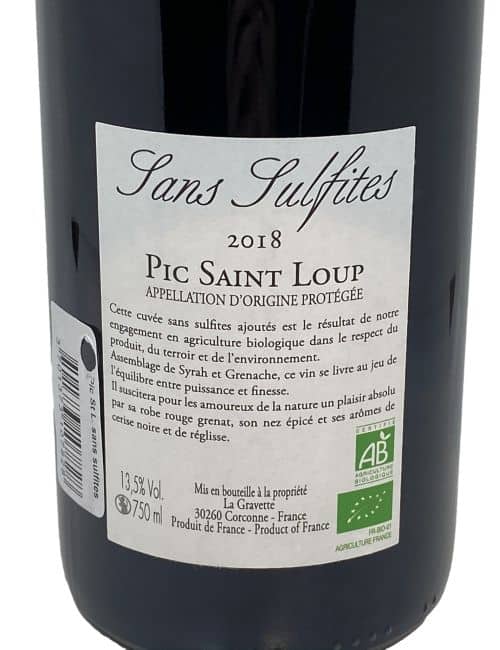 La Gravette sans sulfites 75 cl - La gravette de corconne