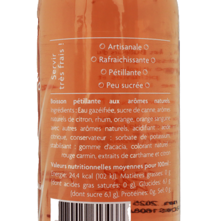Rhum Orange sanguine sans alcool pétillant 27.5cl