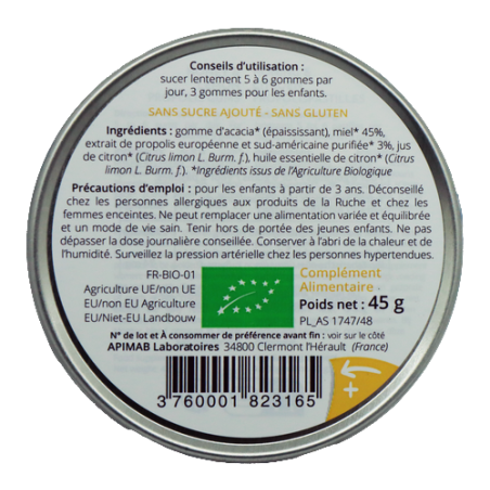 Gommes de Propolis, Miel & Citron Bio 45g