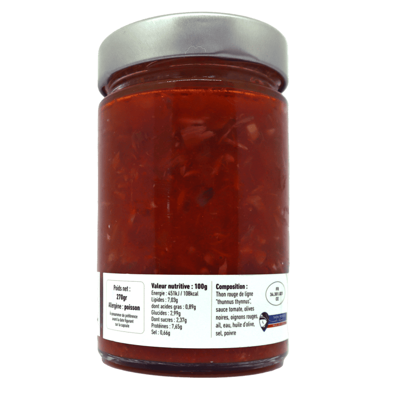 Thon rouge sauce cuisinée aux olives noires 270g