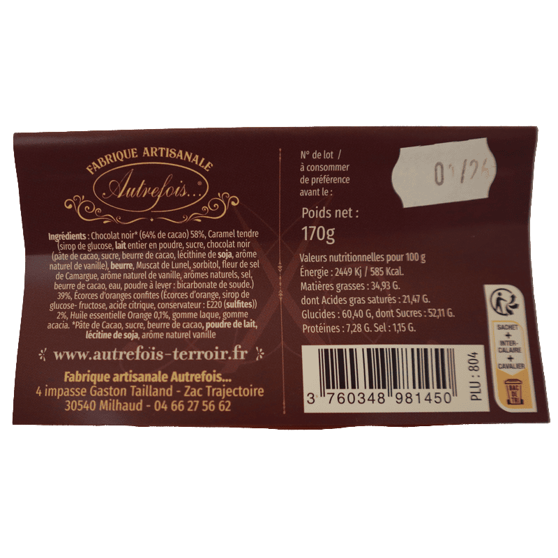 Sachet Cœur Caramel 130g