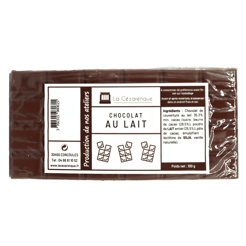 Tablette chocolat lait 100g