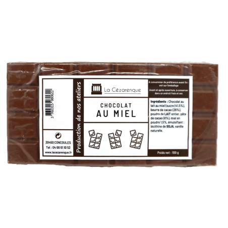 Tablette chocolat au miel 100g | Mas des agriculteurs