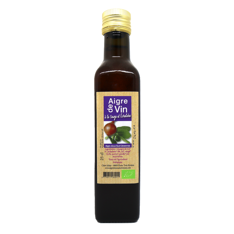 Vinaigre à la sauge et l'échalotes 25cl | Mas des agriculteurs