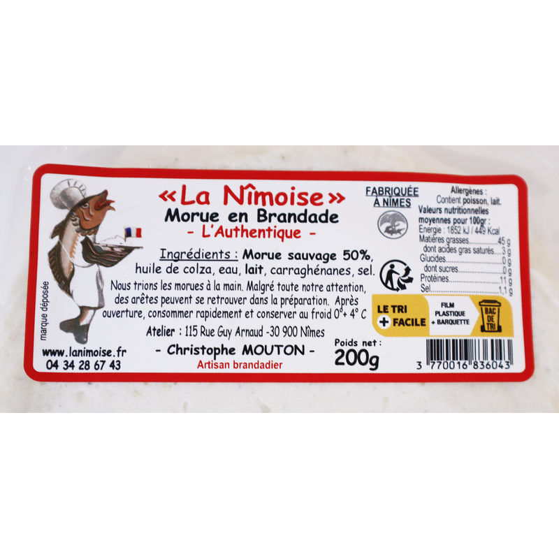 Brandade fraîche Authentique 200g | Mas des agriculteurs