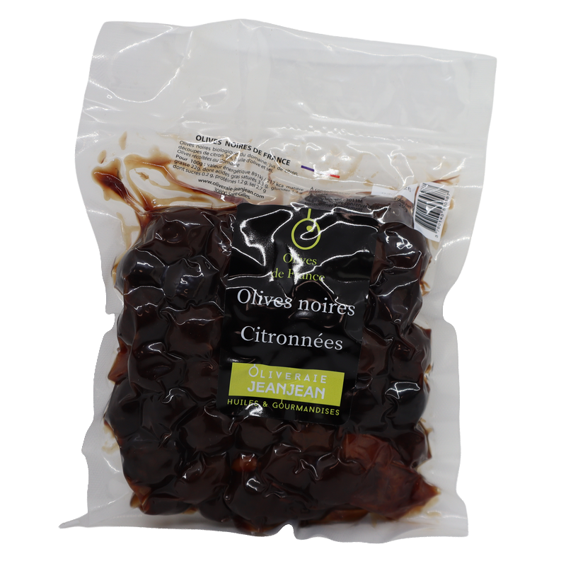 Olives noires citronnées 250g | Mas des agriculteurs
