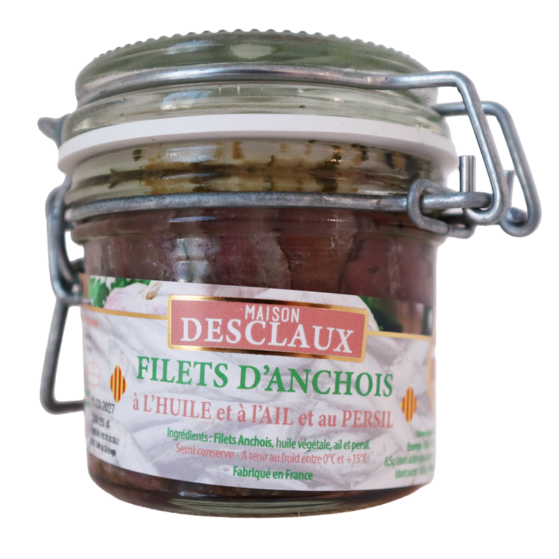Filet d'anchois à l'huile, ail et persil 115g | Mas des agriculteurs