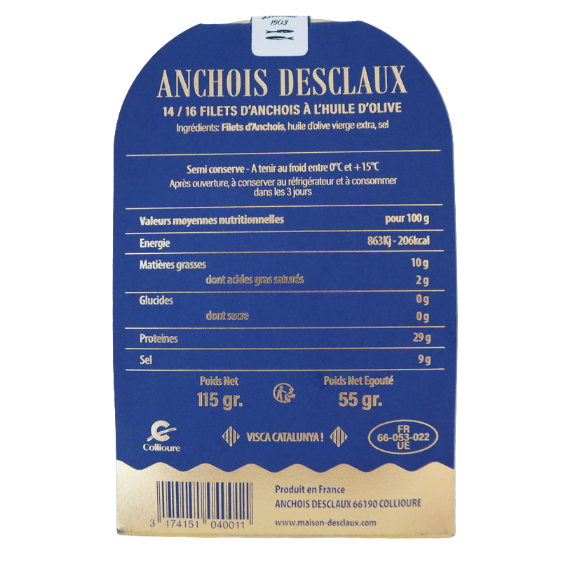 Filet d'anchois 115g | Mas des agriculteurs