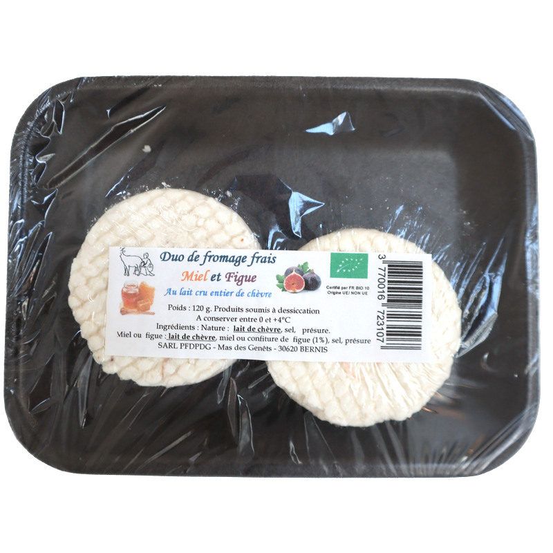 Duo de fromage frais Miel et Figue Bio 120g | Mas des agriculteurs