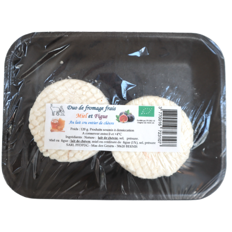 Duo de fromage frais Miel et Figue Bio 120g | Mas des agriculteurs