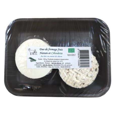 Duo de fromage frais Nature et Ciboulette Bio 120g | Mas des agriculteurs
