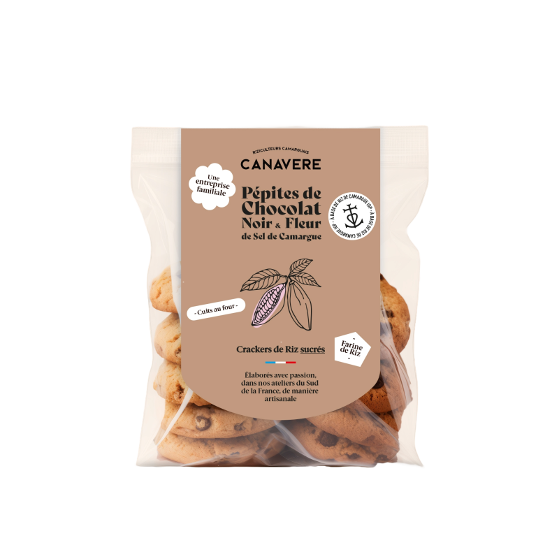 Crackers Pépites de chocolat et fleur de sel 100g | Mas des agriculteurs